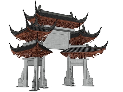 新中式牌坊 牌楼 景观大门 古街入口 古建门楼