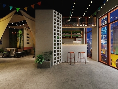 工业风火锅店 调料台