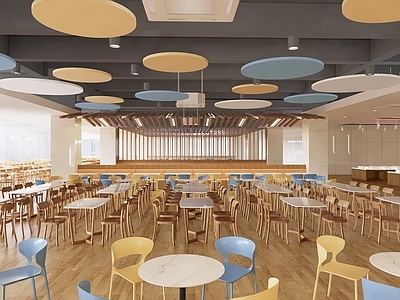 现代食堂 餐厅 餐桌椅 员工餐厅