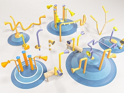 儿童器材组合 艺术装置 互动设施 互动雕塑 游乐岛