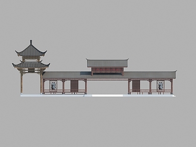 新中式庭院廊架