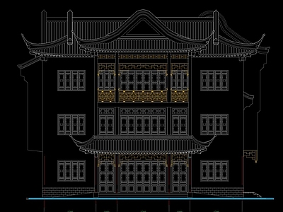 中式上海桥梓湾商城会所仿古建筑 施工图