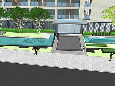 酒店公寓入口水景详图 施工图 居住区景观 水景