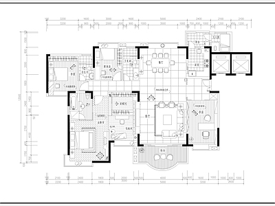 四室两厅两卫平层样板间 施工图