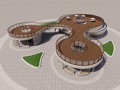 现代圆弧形展览馆建筑