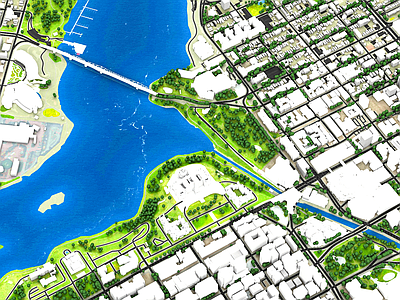现代城市规划 鸟瞰建筑 滨水城市
