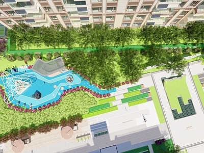 现代住宅景观 消防登高面 艺术装置 植物科普园 对景景墙 儿童乐园 住宅景观