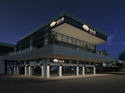 现代中餐厅门头门面 建筑外观 餐饮门头