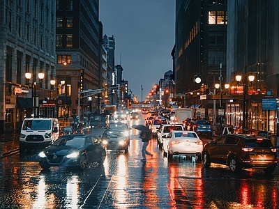 街道雨夜夜景