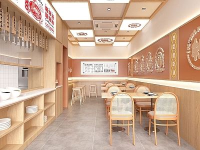 日式原木风粉店 快餐厅
