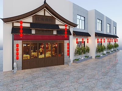 新中式中餐厅门头 餐饮门头