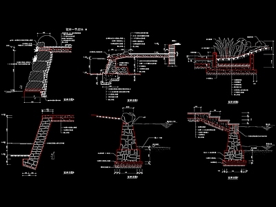 滨水硬质驳岸做法详图 施工图