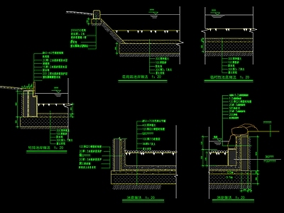 水池池底做法剖面图详图 施工图