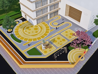 现代校园景观 幼儿园 运动地坪 学校