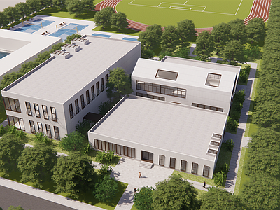 现代体育馆建筑 学校运动馆 封闭