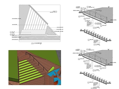 入口下沉台阶草阶详图 施工图