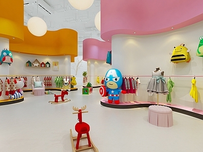 现代儿童服装店 儿童玩偶 木马
