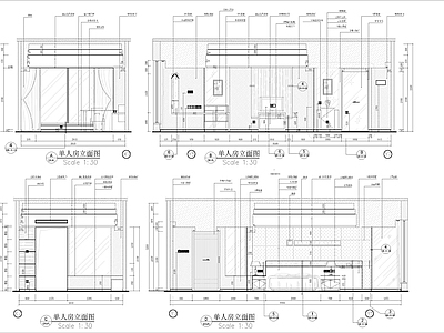 酒店单人间套房 施工图 客房