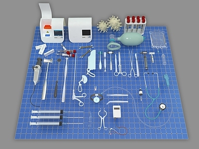 医疗器材 试管 医用剪刀 医用钳子 医用听诊器 输液袋 针 医用锤子