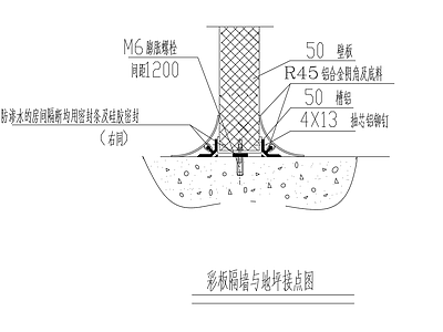 彩钢板吊顶隔墙节点图 施工图