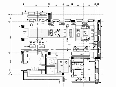 400㎡酒店大堂吧公区 施工图