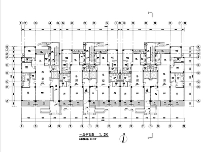 方块形多层公寓建筑 施工图