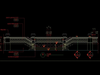法式台阶栏杆详图 施工图