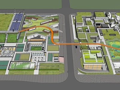 现代办公景观 空中花园 屋顶花园 户外运动场 滑板场 篮球场 儿童场地特色连廊