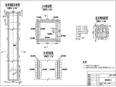小型矩形竖井结构配筋图 施工图 混凝土节点 结构节点图