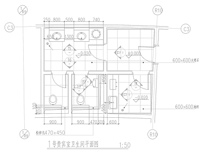 四套贵宾卫生间装修 施工图