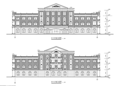 欧式厂区办公楼建筑 施工图