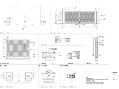 景观入口大门及景墙详图 施工图 通用节点