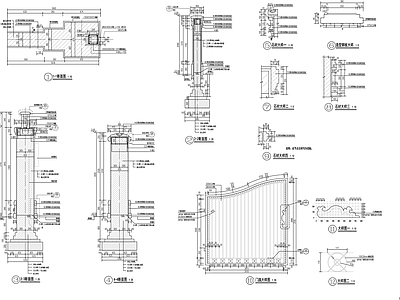 小区铁艺大门详图 施工图 通用节点