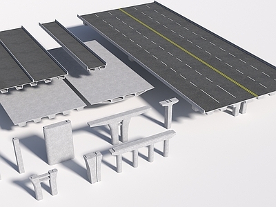 现代高架桥 桥墩 高架桥柱 小箱梁 连续梁