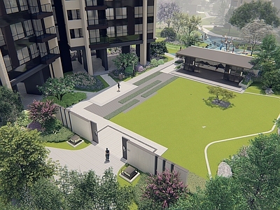 现代住宅小区楼盘景观 住宅景观