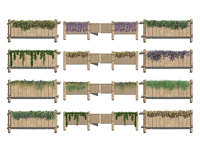 现代栅栏 篱笆 花园 藤蔓 花墙 院墙 景墙围墙