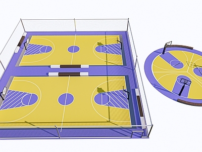 现代户外篮球场 圆形篮球场