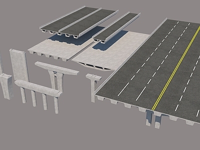 现代道路 高架桥 桥墩 高架桥柱 小箱梁 连续梁