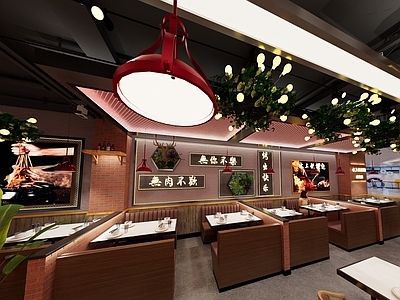 工业风烧烤店 霓虹灯 植物灯