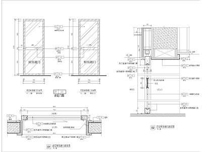 办公室玻璃门木门大样图 施工图 通用节点