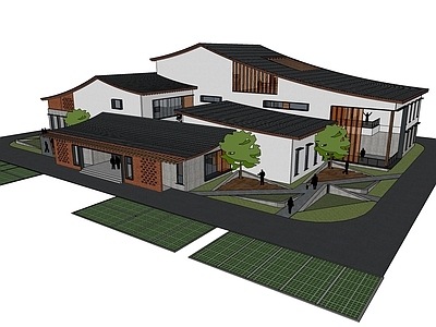 新中式乡村展览馆建筑