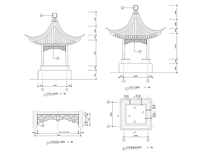 古亭古建筑详图 施工图