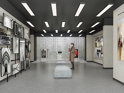 现代架空层艺术展示区 画架