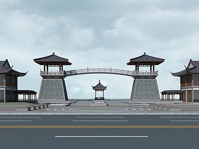 中式景区入口大门