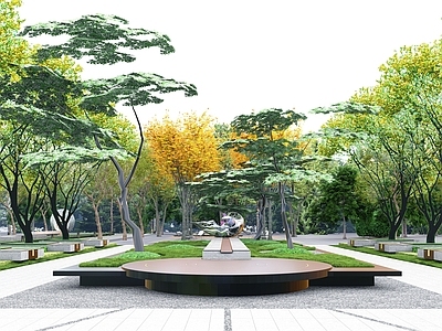 现代住宅小区中轴景观 景墙 雕塑 水景会客厅 住宅