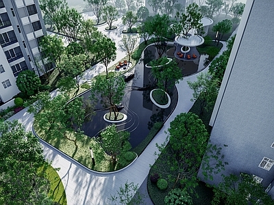 【SU悬赏模型】现代风格小区景观         建议用Enscape、Lumion渲染 住宅景观