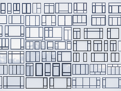 现代窗户组合 玻璃窗 平开窗 飘窗 落地窗 阳台窗 铝合金窗