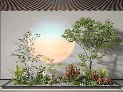 现代景观造景 植物堆 小鹿雕塑小品