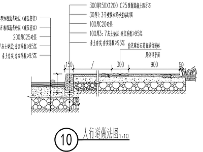 人行道园路道牙做法详图 施工图