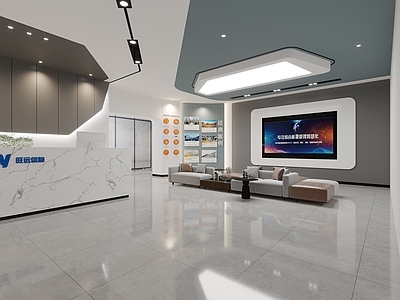 现代公司大堂 公共办公区 电梯间